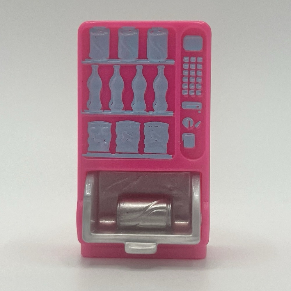 1.5" X 1" Miniature Vending Machine Model In Pink & Blue W/ Silver Opening Door